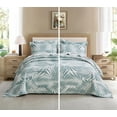 thumbnail image 2 of Chezmoi Collection Oversized Bedspread 100x106, Jacquard Matelasse Leaf Damask Design, 5-Piece Lightweight Reversible Microfiber Bedding Coverlet Set for All Season, Queen, Blue Sage/White, 2 of 9