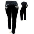 thumbnail image 6 of jack david Fleur-de-lis Stretchy BLACK denim jeans MID-RISD WOMENS PLUS SIZE pants SKINNY PJ-3687, 6 of 6