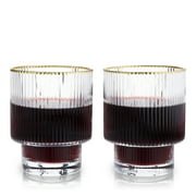 Viski Meridian Crystal Old Fashioned Cocktail Glasses, 12oz (Set of 2)