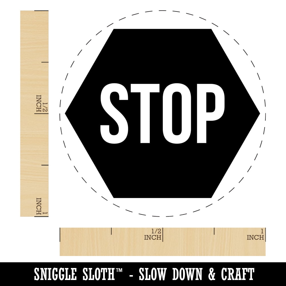 Stop Sign Self-Inking Rubber Stamp Ink Stamper - Green Ink - Medium 1 Inch