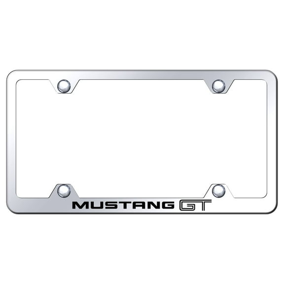 Ford Mustang GT Laser Etched Logo Wide Body License Plate Frame (Chrome)