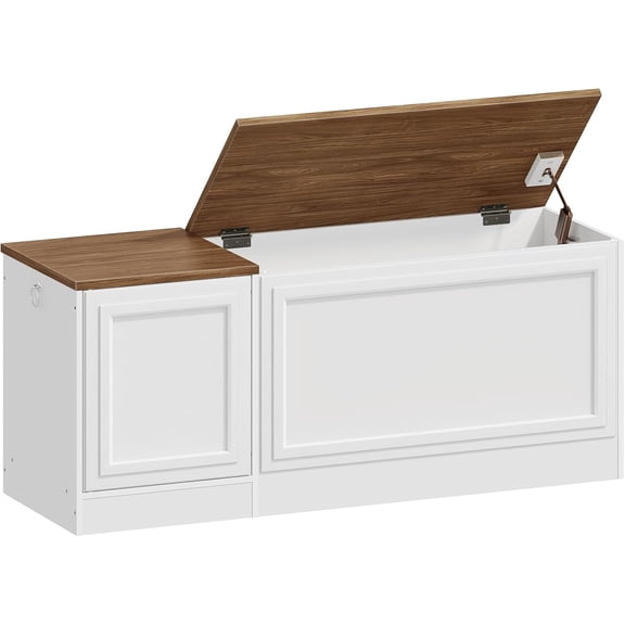 Storage Bench, 47.2" Wooden Toy Box, Toy Chest with Safety Hinge, Farmhouse-Style Storage Chest, Entryway Bench, for Living Room, Bedroom, Hallway