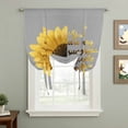 thumbnail image 2 of Yellow Sunflowers Balloon Curtains for Living Room/French Door, Floral You Are My Sunshine Grey Quotes Tie Up Curtains 63 Inch Length Energy Saving Kitchen Curtains Shades for Windows 42"x63", 2 of 8
