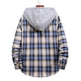 thumbnail image 3 of LEEYNEER Mens Flannel Plaid Jacket Sherpa Fleece Lined Winter Warm Hoodies for Men Casual Loose Button Down Buffalo Plaid Hooded Coat Fashion 2022, 3 of 5