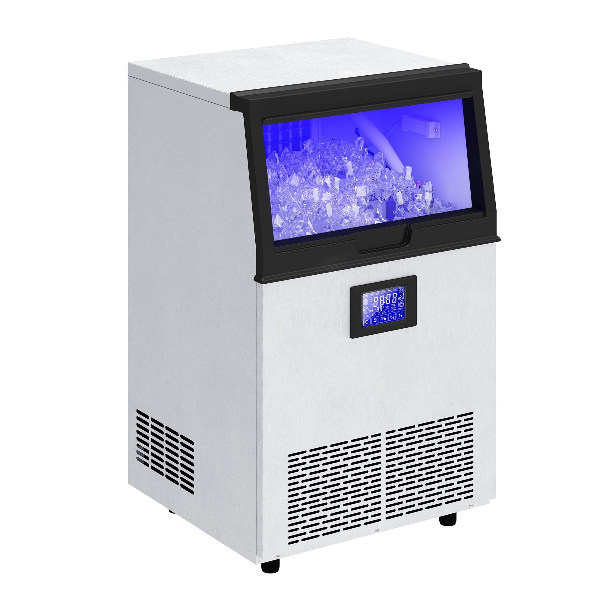 Dextrus Commercial Ice Maker 132lbs/24h with 33lbs Storage Bin,Freestanding Ice Machine,LCD Panel  with Blue Light & Stainless Steel Scoop