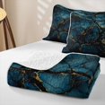 thumbnail image 4 of Erosebridal Teal Blue Marble Bed Spread Queen for Women Men, Metallic Veined Texture Print Queen Coverlet Set, 3-Piece, 4 of 7