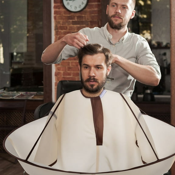 Topbathy Beige Hair Cutting Cape for Barbers, Foldable Polyester Hairdressing Cloak, Salon Styling Cape