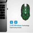 thumbnail image 4 of CHOK Wireless Gaming Mouse 2.4G Optical Rechargeable Silent Mice Colorful LED Portable with USB Receiver Black, 4 of 6