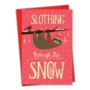 1 Funny Christmas Card with Envelope - Slothing Through The Snow C7047XSG