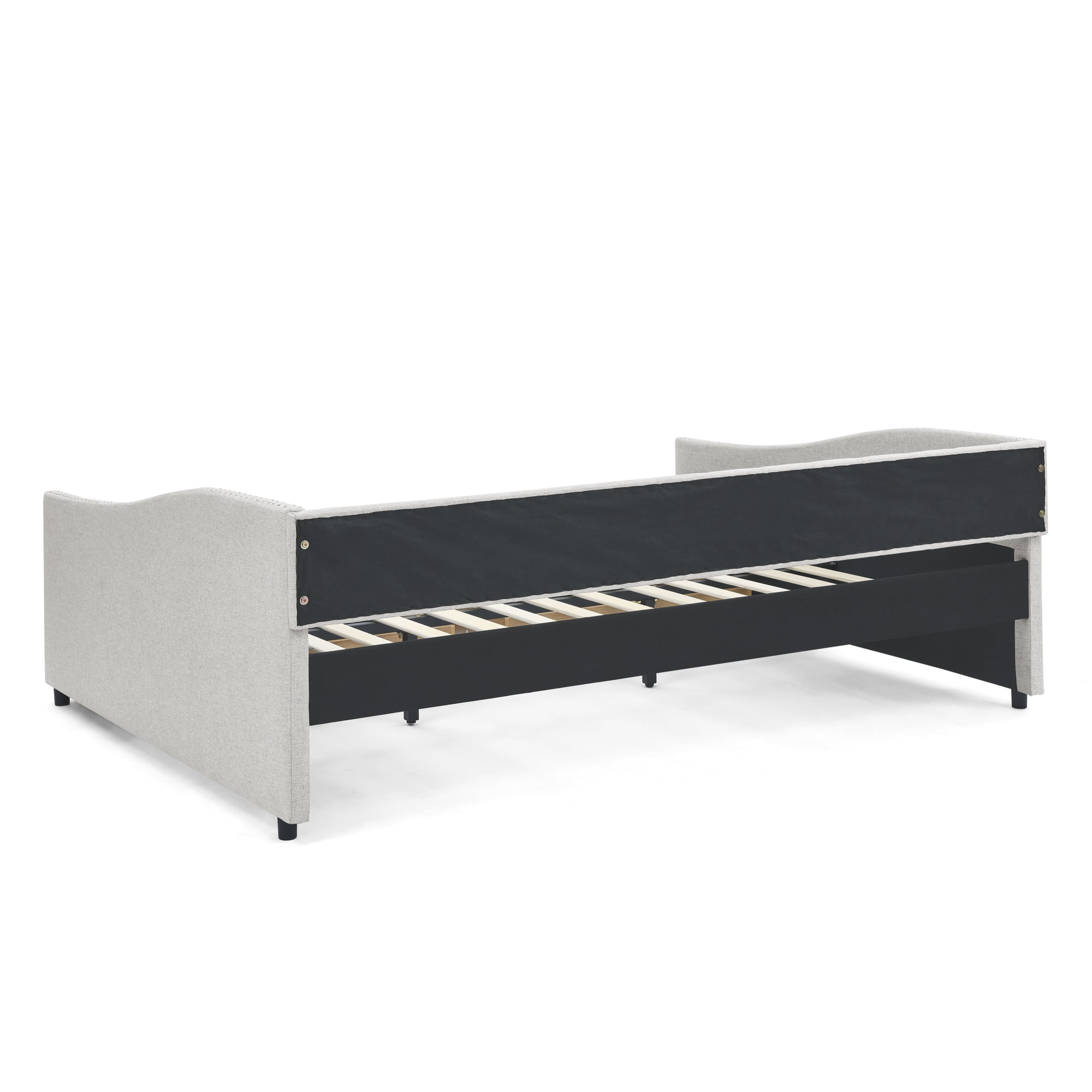 Momspeace Upholstered Daybed with Drawers, Modern Fabric Queen Size Daybed Frame Sofa Bed, No Box Spring Needed, Space Saving - Beige