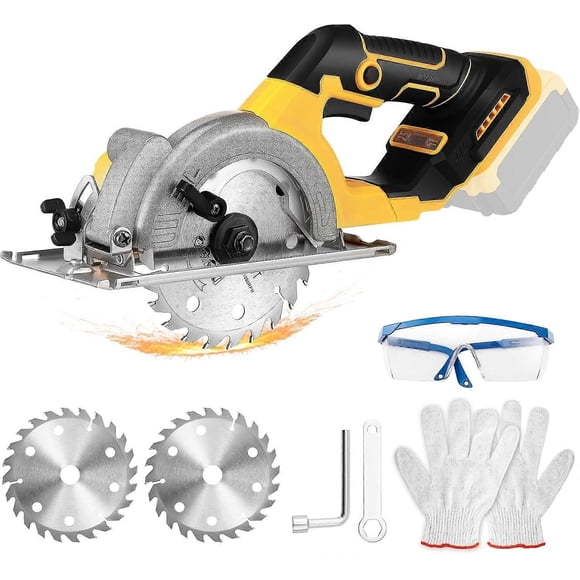 20V cordless circular saw, 150mm mini brushless circular saw with 2 saw blades, adjustable angle and depth, maximum cutting depth 51mm (90), 35mm (45)