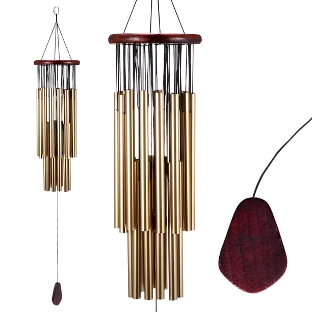 Campanas De Viento Para Exteriores, 27 Tubos, Campanillas De Viento De Madera/Aleación, Campanas De Viento Hechas A Mano, Tonos Claros, Bronce Verde Para Decoración De Jardín Y Patio, Regalos Noticed HA027084-02