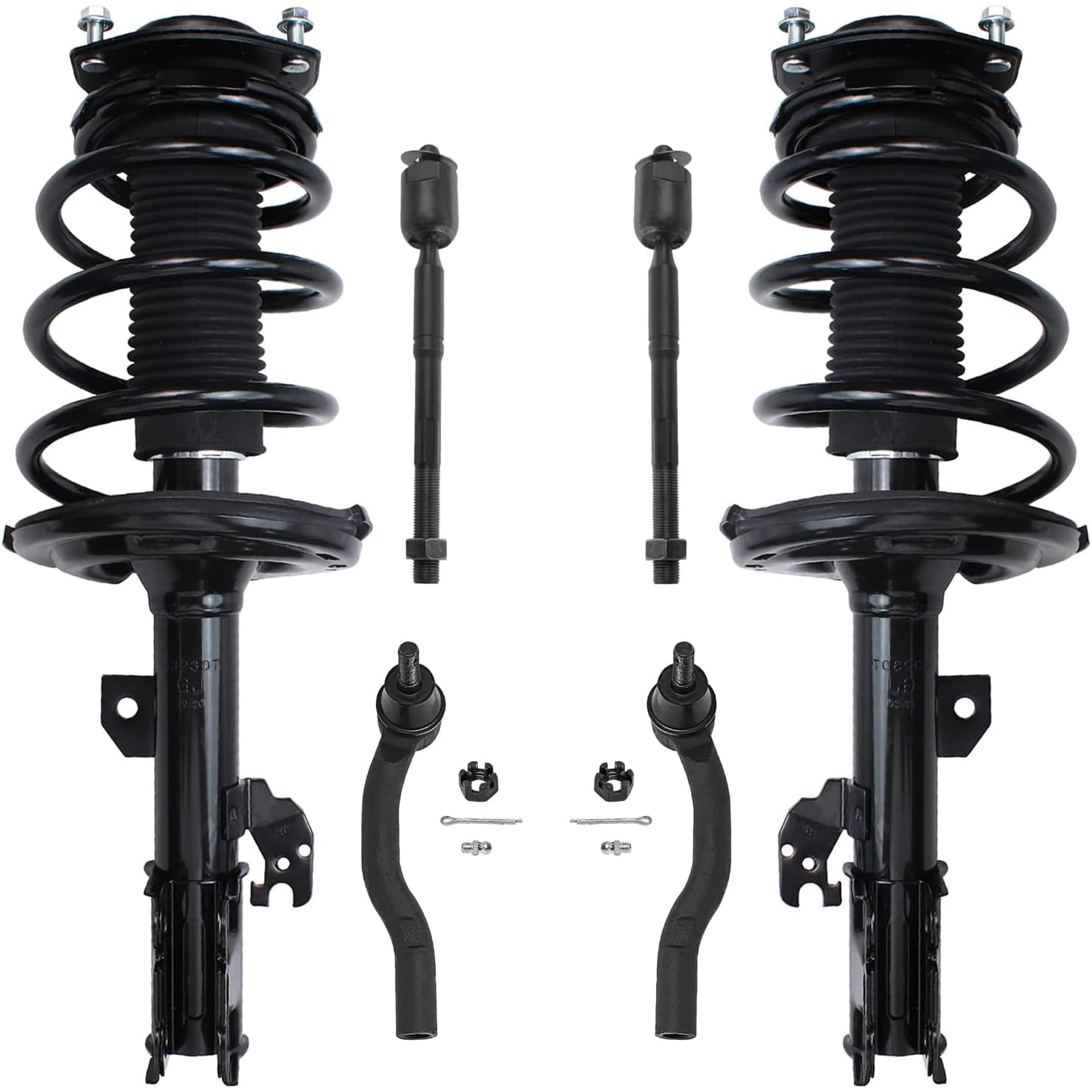 Detroit Axle - 6pc Front Struts Kit for Toyota 2007-2011 Camry 2006-2012 Avalon 2007-2009 Lexus ES350, 2 Struts with Coil Spring Assembly 4 Outer Inner Tie Rod Ends Replacement Suspension Kit