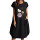 thumbnail image 1 of Vestido estampado de cuello redondo de manga corta de color sólido para mujer con bolsillos Vestido a media pierna Pompotops  ghjkhdj13278, 1 of 4