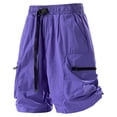 thumbnail image 3 of Homeyce Mens Cargo Shorts Elastic Waistband Drawstring Shorts Outdoor Casual Camo Hiking Work Casual Big and Tall Cargo Shorts with Multi-Pocket Quick Dry Beach Shorts,Purple M, 3 of 5