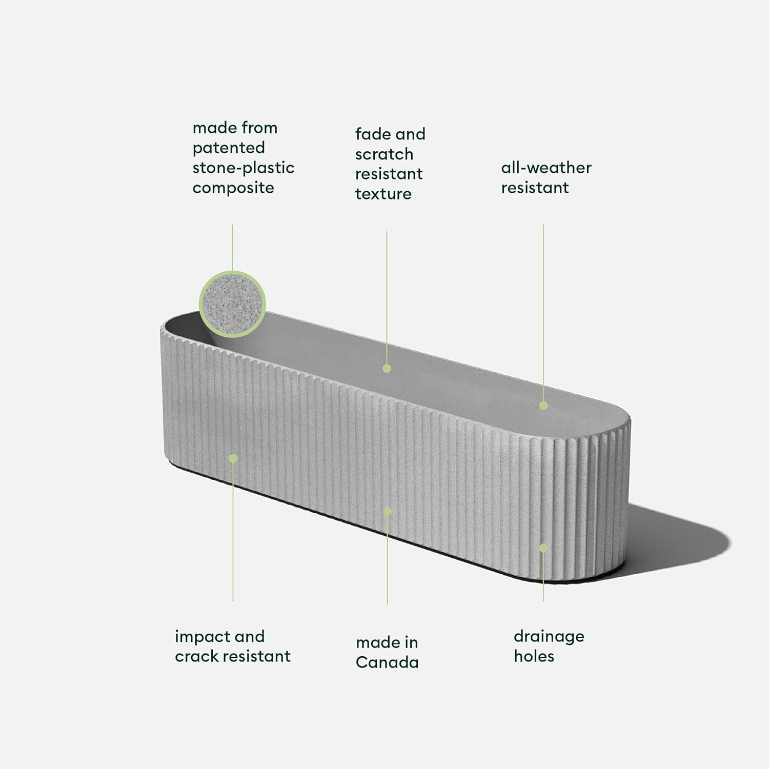 FeGeMax  Demi Series Window Box Planter - Long Planter Box for Windowsill/Balcony | Durable Plastic-Stone Composite Material | Modern Décor for Flowers/Herbs