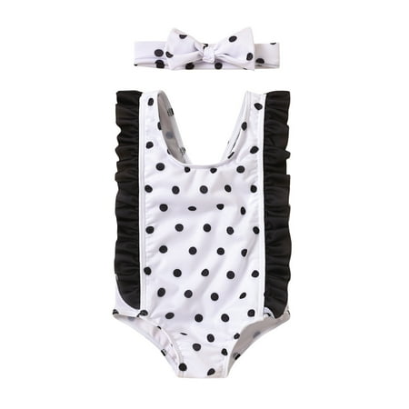 

AIMAOMI Girls Swimsuit Bikini Beachwear Dot Swimwear Toddler Baby Kids One-Piece Polka Girls Swimwear H