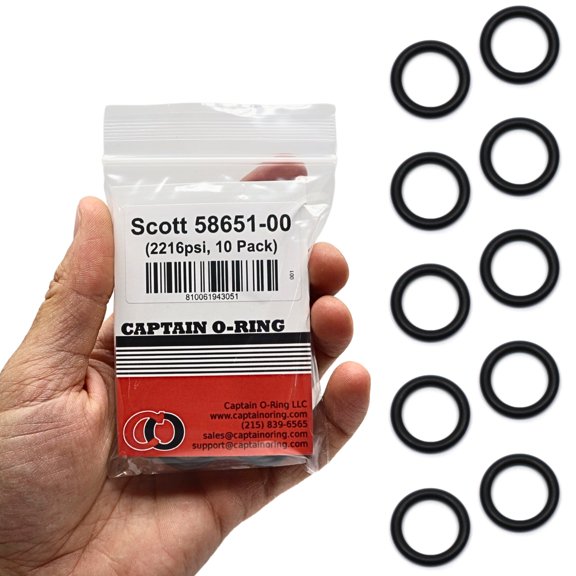 Captain O-Ring  Replacement 58651-00 / 633550 O-Rings for Scott Sherwood 2216psi and MSA 3000 psi SCBA Tanks10 Pack