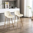 thumbnail image 2 of 2 Bar Stools, 26 Inch, Cream Velvet Fabric Counter Stool With Golden Leg And Footrest, Of Inch &, 2 of 7