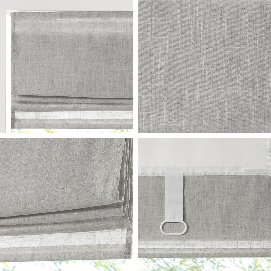 MAYEERTY Linen Blend Light Filtering Cordless Roman Shade, Grey, 29"x 64"