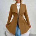 thumbnail image 4 of Wool Coats For Women Mid Length Fall Winter Trendy Slim Fit Wool Coat Lapel Collar Open Front Overcoat With Pocket, 4 of 9
