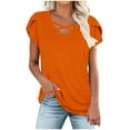 thumbnail image 5 of Youyipin women's tops Petal Sleeve Tops Summer Short Sleeve V Neck Criss Cross Tee Sexy Casual Basic T Shirts Blouses basic tees for women, 5 of 7