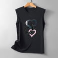 thumbnail image 4 of Jewelreauty Women Crew Neck Tank Tops Casual Sleeveless Cute Heart Print T-Shirts Summer Loose Lightweight Tee (M, E Black), 4 of 5