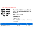 thumbnail image 2 of Front Brake Pad Set - Compatible with 1997 - 2001 Acura Integra Type R 1.8L 4-Cylinder 1998 1999 2000, 2 of 2