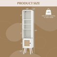 thumbnail image 3 of LEHOME Slim Tall Rattan Storage Cabinet, Boho Accent Bookshelf with Rattan Door, 12-Position Adjustable Shelf & Solid Wood Legs, Modern Display Rack Cupboard for Living Room, Study, Kitchen (White), 3 of 9