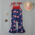 thumbnail image 2 of kpoplk Toddler Outfits For Boys,Toddler Baby Girl Summer Clothes Leopard Ruffle Romper Backless Bodysuit Patchwork Jumpsuit Outfit(Dark Blue), 2 of 5