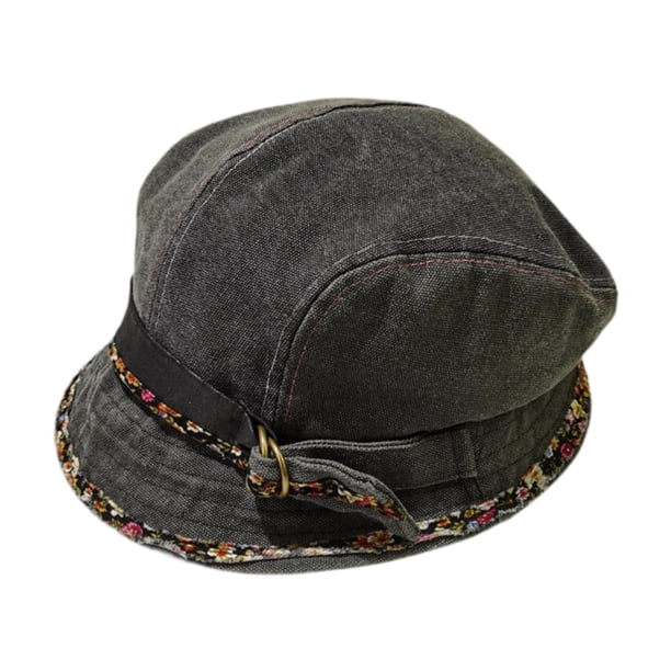 Sombrero de pescador para mujer, moderno sombrero de primavera para acampar, andar en bicicleta, viajar y caminar. Gris negro