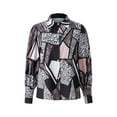 thumbnail image 1 of VISgogo Camisa Retro con Manga de Obispo para Mujer, Color Sólido/Estampado de Leopardo Solapa Blusa de Manga Larga con Botones para Damas, S/M/L/XL/XXL VISgogo moda, 1 of 9