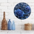 thumbnail image 3 of 10" Artistic Round Wall Decorative Desk Clock Wall Clock Home Decor Blue Rose Pattern, 3 of 7
