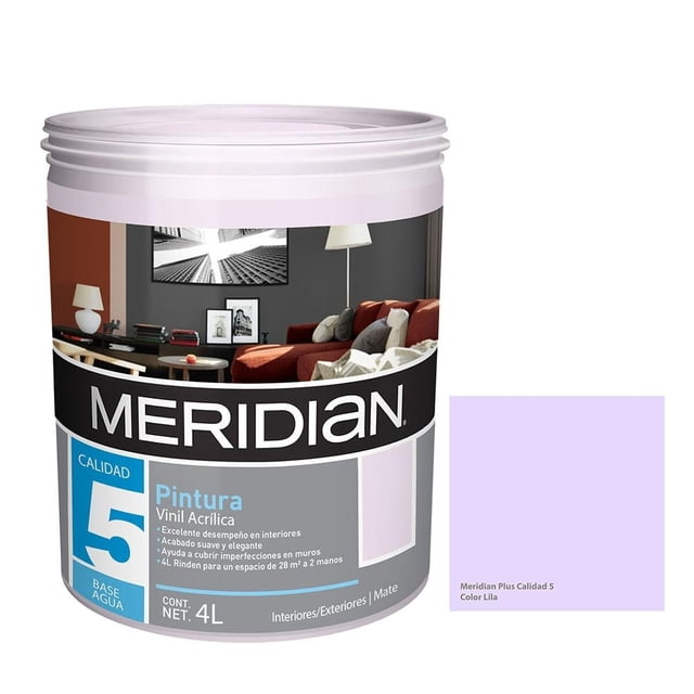 Pintura Meridian Plus 5 Años Lila 4 Litros