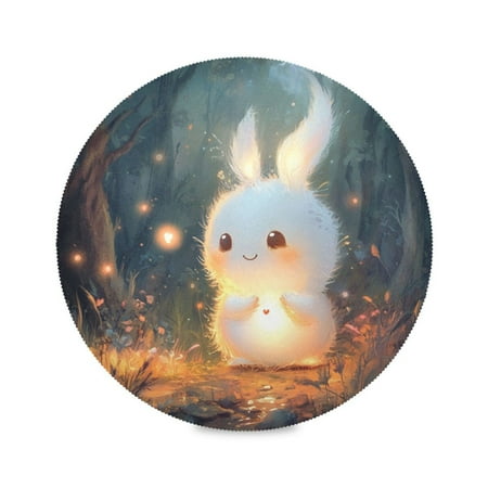 

Round Plate Mat 15.4x15.4 Inchesx4 Placemat Table Mat Kitchen Mat Coffee Mat Fabric Thick Strong Wear-Resistant Heat Resistance The Night Rabbit