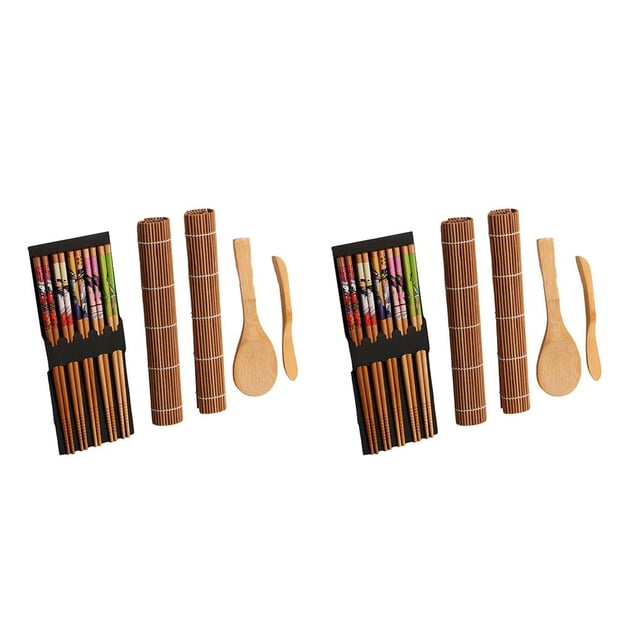 Matsuzay Juego para hacer sushi, cortina, rollo de arroz, cocina, esteras japonesas retorcidas, esparcidor de verduras, utensilios de cocina carbonizado 2piezas Matsuzay CBP269093