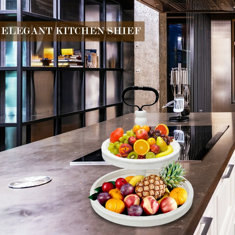 Tiered Tray Stand Arc Two-Tier Serving Tray Acacia Wood