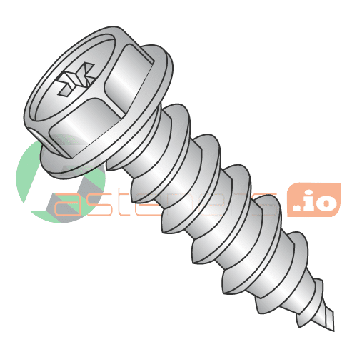 #6 x 3/4" Type A Self-Tapping Screws / Phillips / Hex Washer Head / 18-8 Stainless Steel (Quantity: 5,000 pcs)