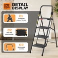 thumbnail image 4 of ASoopher 4 Step Ladder with Anti-Slip Pedal, Sturdy Steel Ladder, Black, 4 of 10