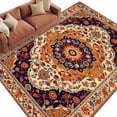thumbnail image 2 of Orange Boho Flower Large Area Rug 8x10 FT, Non Slip Living Room Throw Carpet, Traditional Oriental Tribal Ethnic Washable Soft Indoor Outdoor Carpet Non-Shedding Rug for Bedroom Dining Room, 2 of 9
