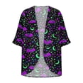 thumbnail image 4 of qolati Halloween Cardigan for Women 3/4 Sleeve Open Front Cardigans Jacket Holiday Fall Outwear Cute Ghost Pumpkin Graphic Cover Up Blouse Tops Purple XXL, 4 of 5