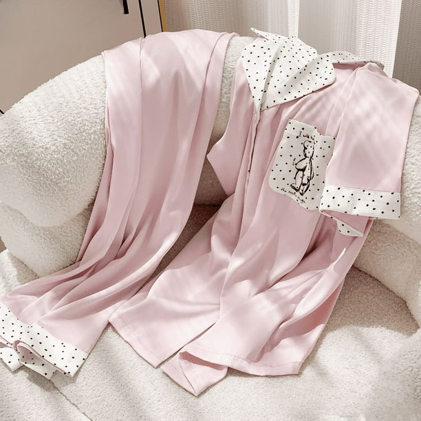 Pijamas de primavera y verano de dos piezas con estampado de dibujos animados para mujer, pantalones de manga corta, ropa para el hogar