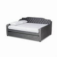 thumbnail image 2 of Baxton Studio Freda Transitional and Contemporary Grey Velvet Fabric Upholstered and Button Tufted Full Size Daybed with Trundle, 2 of 7