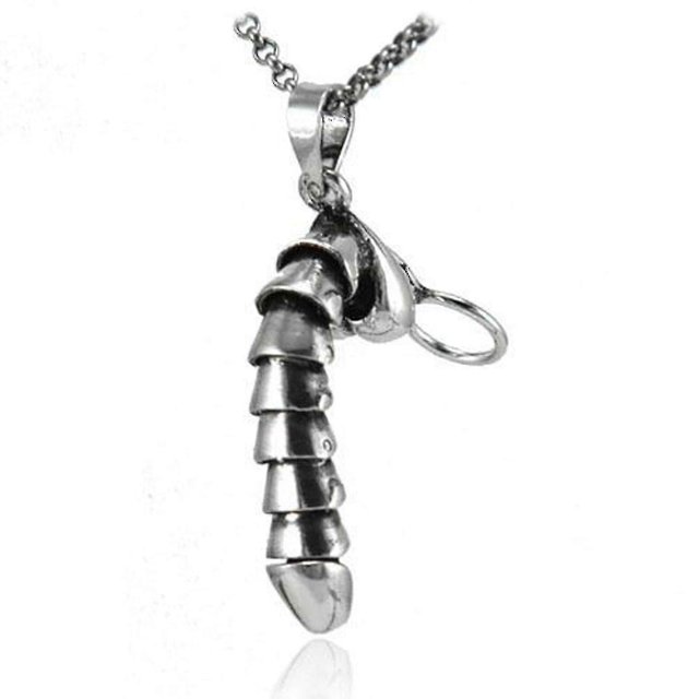 Collar con colgante de pene hecho a mano en plata de ley. Un divertido regalo de San Valentín para hombres y mujeres. 5 cm. Código de producto 43156. 5 cm