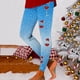 thumbnail image 1 of MKLEKYY Leggings de compresión para mujer Leggings con estampado de copos de nieve navideños de cristal rojo para mujer para uso deportivo, 1 of 4