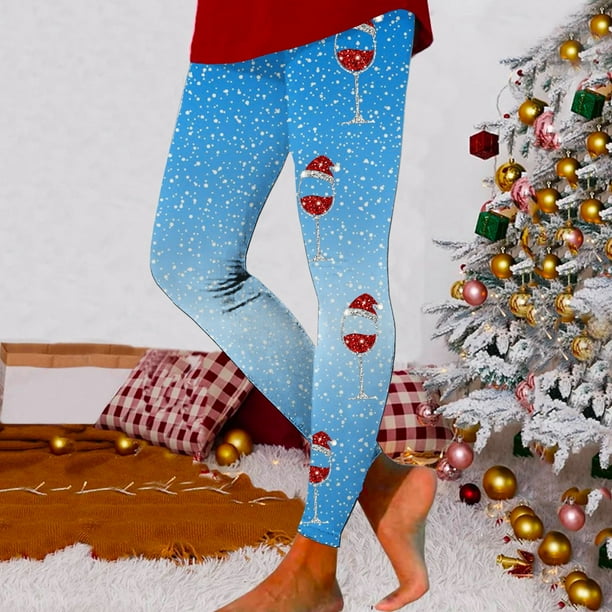 MKLEKYY Leggings de compresión para mujer Leggings con estampado de copos de nieve navideños de cristal rojo para mujer para uso deportivo
