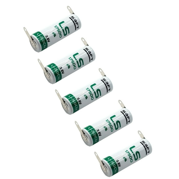 5x SAFT LS17500_TAB Size A 3.6V 3600mAh Primary Lithium Cell for RFID, Monitors