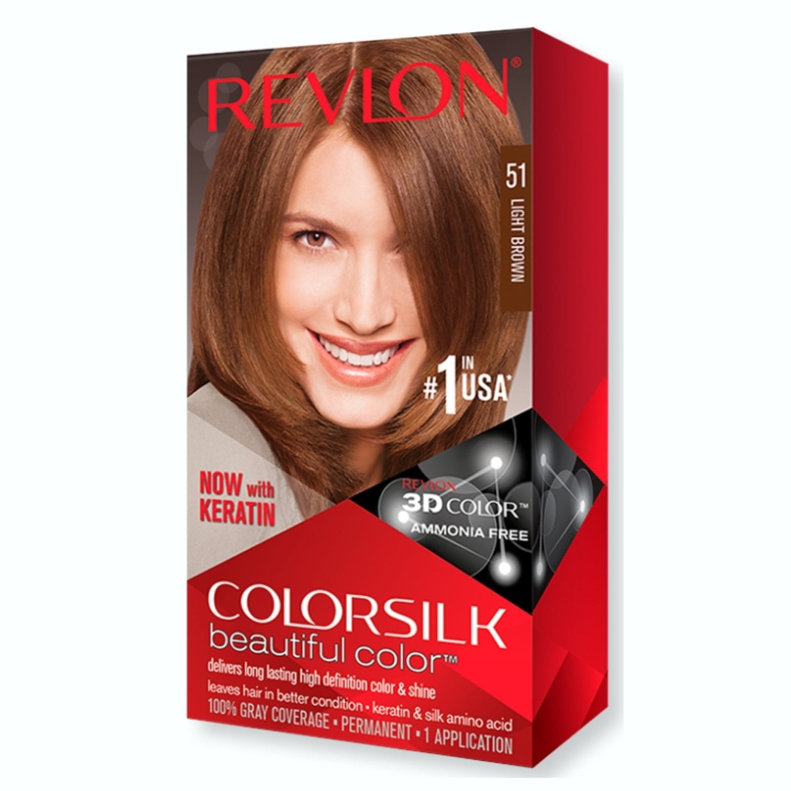 2 Pack - Revlon ColorSilk Hair Color, 51 Light Brown 1 ea - Walmart.com