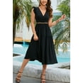 thumbnail image 3 of V Neck Lace Trim Cutout Back Dress for Women Above Knee Length, 3 of 5