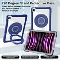 thumbnail image 2 of ELEHOLD Case for ipad pro 11 2022/2021/2020/2018/air4 10.9/air5, Hard PC Clear Back Shell Case with 360 Degree Metal Stand,Darkblue, 2 of 6